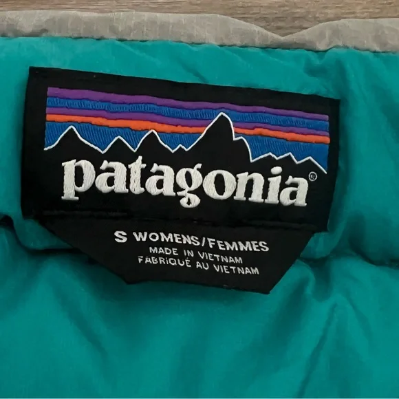 PATAGONIA Hyvent Women Down Sweater Vest Size Small Grey/Turquoise style 84628 - Picture 7 of 11